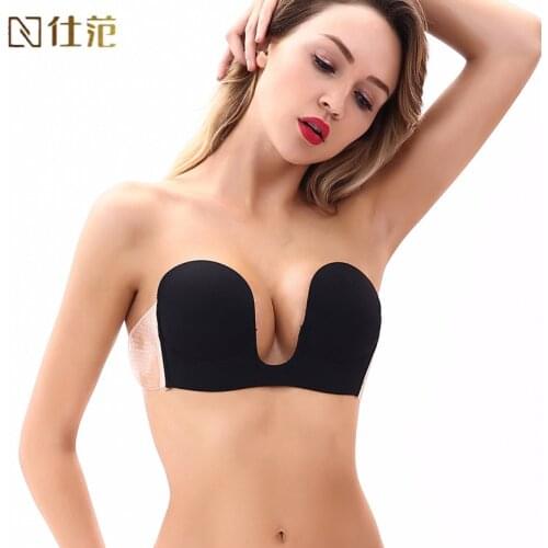 Bra new autumn deep V no steel ring beauty back strapless dress wedding underwear invisible bra silicone chest stickers