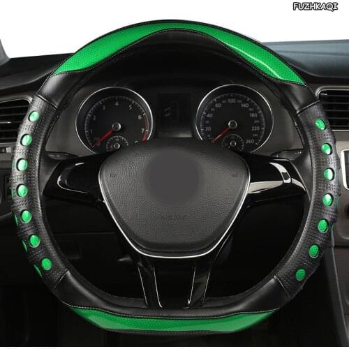 FUZHKAQI Microfiber Leather Car Steering Wheel Cover For Range Land Rover Defender Freelander Discovery Sport X9 Evoque