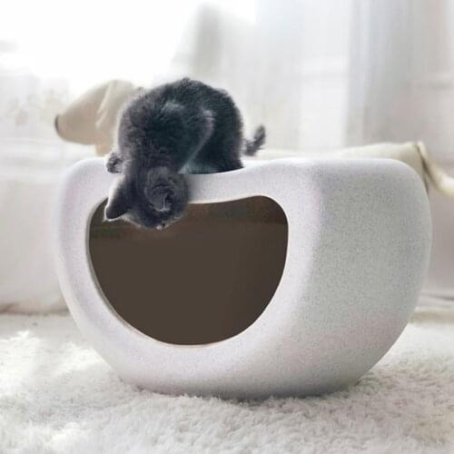 Pet Nest, Cat and Small Dog Cave Bed - Sturdy Pet House Enclosed Villa Kennel - Modern, Decorative Design