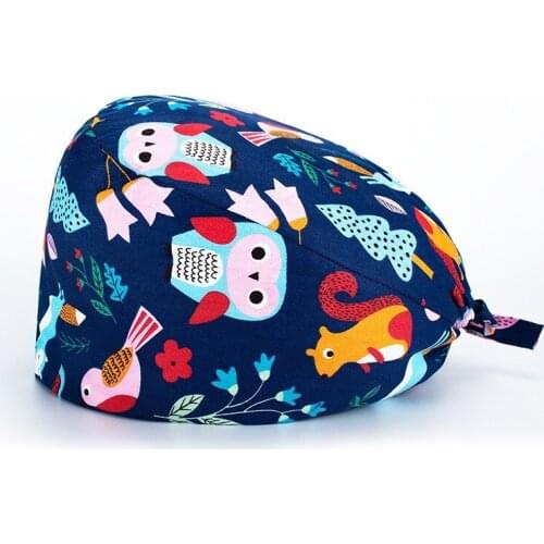 Operation Cap Printing Cotton Breathable Nurse Cap Printing Work Cap Dust Cap Doctor Nurse Beauty Salon Work Cap