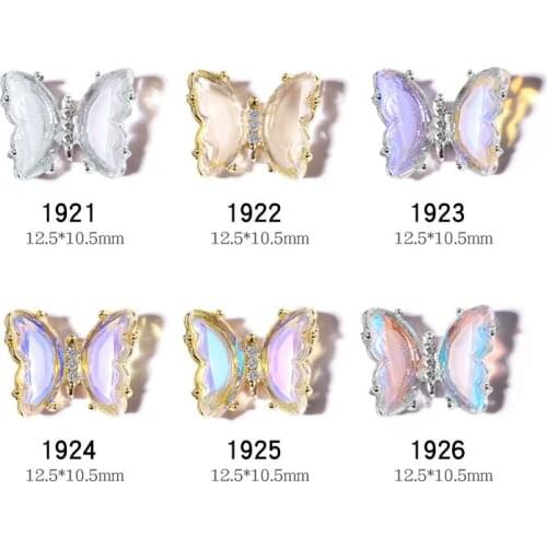 Ins Wind Ice Transparent Aurora Butterflies DIY Nail Art Decorations Accessories Three-Dimensional Crystal Butterfly Nail Drill