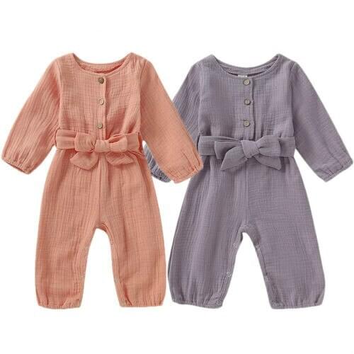 Newborn Infant Baby Girl Soft Cotton Linen Romper Jumpsuit Outfit Clothes Set