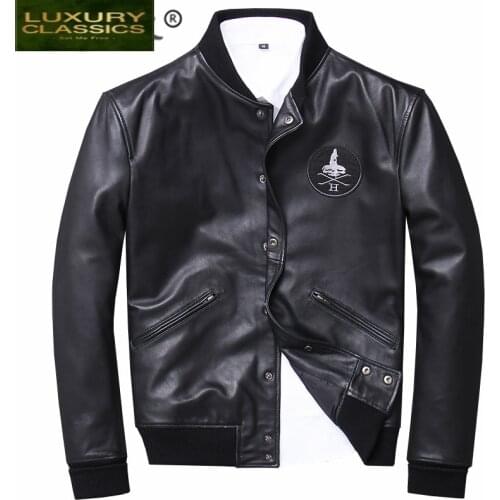 Leather Streetwear 5XL Genuine Jacket Men Clothes 2021 Fashion Mens Sheepskin Leather Coat Moto & Biker Short Jackets 725