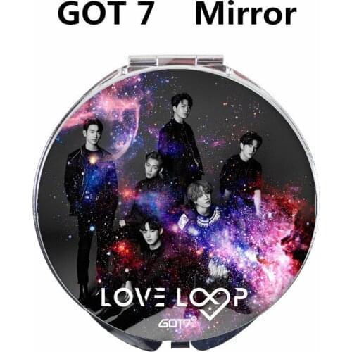 Kpop GOT 7 Mini Album LOVE LOOP Jackson YuGyeom JB Mark Group Double-Sided Portable Small Make Up Mirror Round Shape Folding