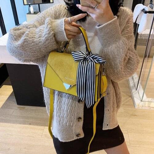 Scrub Leather Small Shoulder Bags for Women 2020 Winter Branded Silk Scarf Designer Trend Handbags Womens Trending Hand Bag