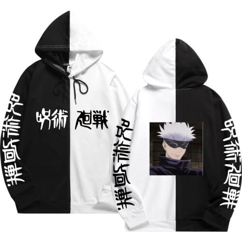 New Summer japan Anime Jujutsu Kaisen Gojo Satoru print The Sharingan Patchwork Mens hoodies Sweatshirt Thin Clothing Hoodie