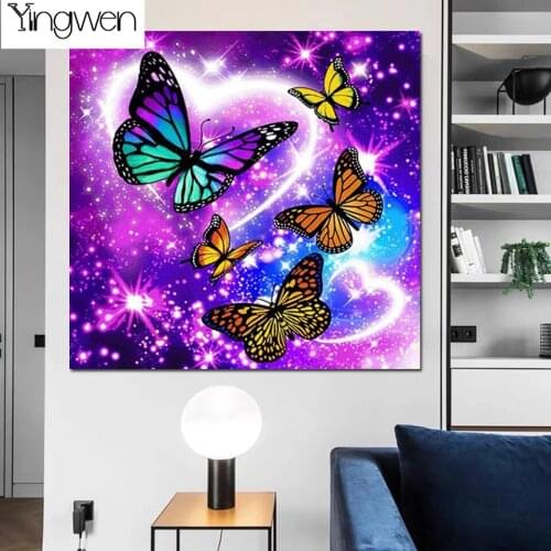 5D DIY Full Rhinestone Diamond Painting Starry Sky Butterfly Paint By Numbers Cross Stitch Kits Needlework Diamond Mosaic Decor
