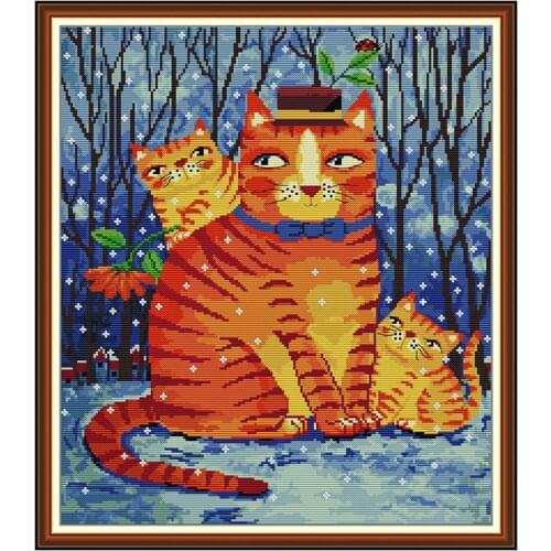 Cartoon animal Pattern cross stitch DMC kit, Joy Sunday Cross Stitch printing Canvas Fabric 14CT Cross Stitch Kit DIY Needlework