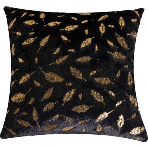 White Elegant Soft Pillowcases Golden Feather Printed Cushion Covers For Sofa Bed Home Flannel Throw Pillow Christmas Present