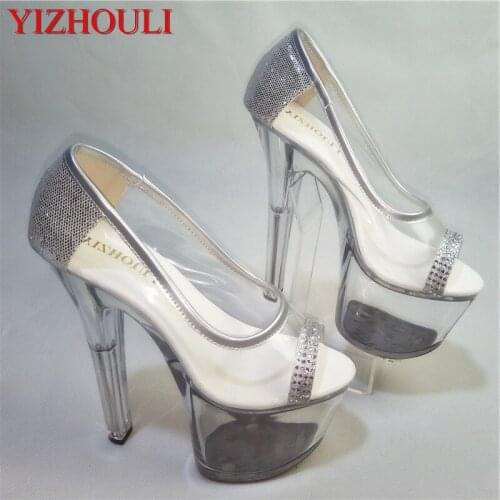 The new summer Pumps silver gold 17 cm heels wedding sexy woman toe pump transparent crystal shoes
