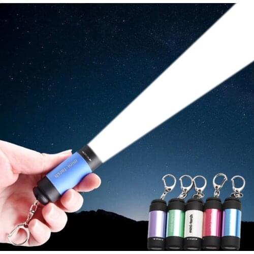 Outdoor waterproof mini USB rechargeable flashlight flashlight LED light portable with lantern keychain light waterproof camping