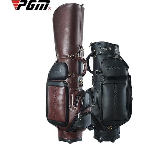 Pgm Genuine Leather Golf Bag Waterproof Retractable Standard Ball Package Large Capacity Multifunctional Golf Bags D0740