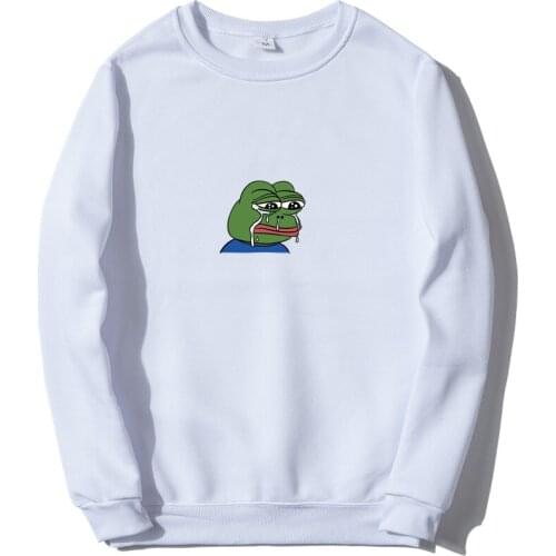 Man Woman Pullover Sweatshirt Funny Sad frog Print Hoodies Fashion Mens Womens Hip Hhop Fleece Yellow Pink Oversized tracksuit