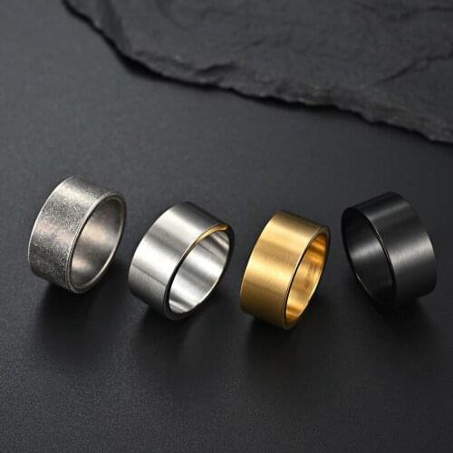 10mm Titanium Steel Wide Ring Brushed Wide Ring Mens Matte Gold / Black / Silver Color Ring Retro Hip Hop Mens Jewelry Gift