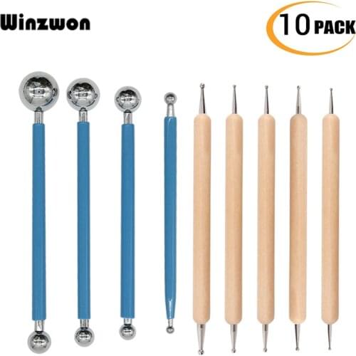 10Pcs Dotting Tools Ball Styluses For Mandala Painting Rock Painting Pottery Clay Modeling Embossing Art Polymer Clay Tools
