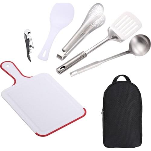7pcs/Set Outdoor Camping Kitchenware Fork Spoon Cutlery Tools Kit for BBQ Picnic Outdoor Tableware Kitchen Appliance