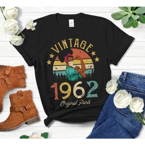 Vintage 1962 Original Parts T-Shirt African American Women with Mask years old 59th Birthday Gift Idea Girls Mom Wife Daughter