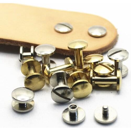 Gold and silver 20pcs 5mm Luggage Leather metal Nail great quality Copper Rivet Screw Nail Rivet Double strap Rivets Craft Solid
