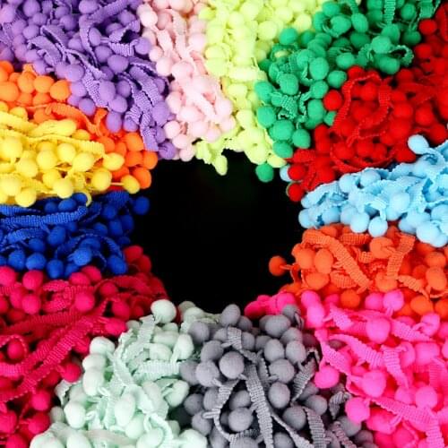 1-5yard Pom Pom Trim Ball Sewing Accessior Pompom Ball lace Trim Tassel Fringe Ribbon Kintted Fabric DIY Craft Apparel Accessori
