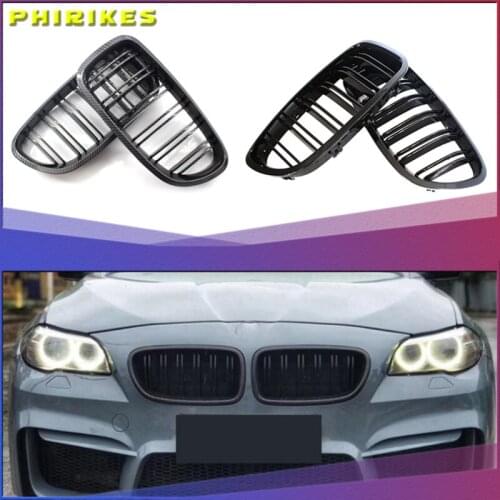 1 Pair 5 Series F10 front grill Glossy Black Front F10 Grille For BMW F10 black grill Matte Dual Slat Car Grills 2010