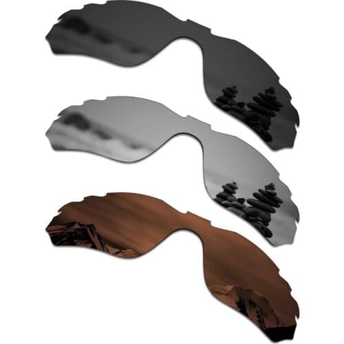 SmartVLT 3 Pieces Polarized Sunglass Replacement Lenses for Oakley Radar Edge Vented Black & Silver Titanium & Amber Brown