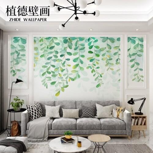 3D Nordic living room fresh green leaf wallpaper TV background wall decorative painting bedroom custom mural papel DE parede