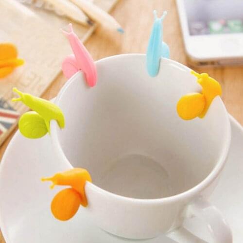 5Pcs/Set Korean Cute Silicone Snail Shape Tea Bag Holder Cup Mug Candy Colors Gift Cooking Tools Accessories Random Color KC1427