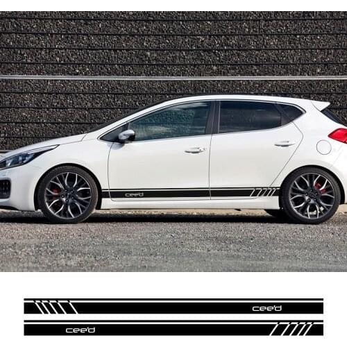 2PCS Auto Vinyl Film Racing Sports Side Stripe Car Sticker For Kia Ceed Graphics Styling Decal Decoration Tuning Car Accessories