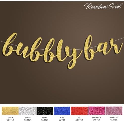 Bubbly Bar Banner,Gold Glitter Sign Backdrop for Banner Bridal Shower/Birthday/Bachelorette/Wedding Party Decorations Supplies