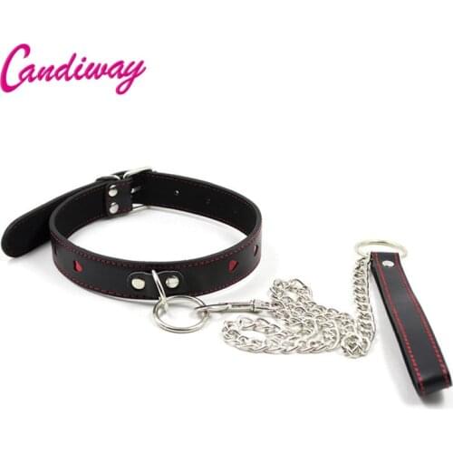 BdSM adult game Leather Bondage collar drag steel chain restraint Slave harness bondage product Sex Toys for women Couples role