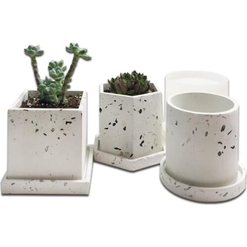 Concrete Hexagonal Flower Pots Silicone Vase Molds Cement Jewelry Tray Plant Pot Base Clay Gypsum Coaster Mold diy