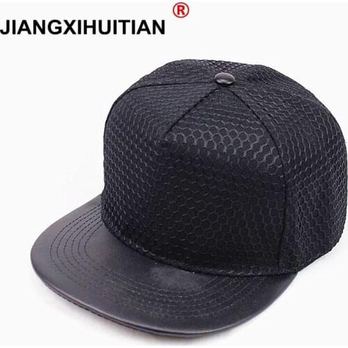 NEW popular good quality snap back baseball cap men fashion women hat flat PU brim hip hop snapback cap 5 colors