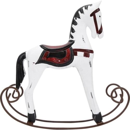 Wooden Rocking Horse Carved Painted Kids Toy Gift Home Office Table Decoration Decorations