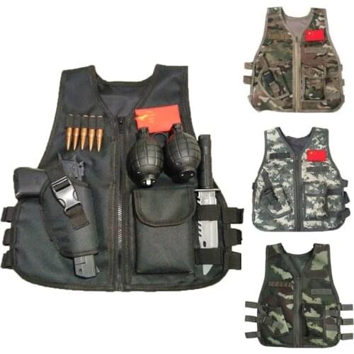 Children Summer Camping Training Camouflage Tactical Vest Body Armor Kids Outdoor Performance CS War Game Hunting Waistcoat Tops