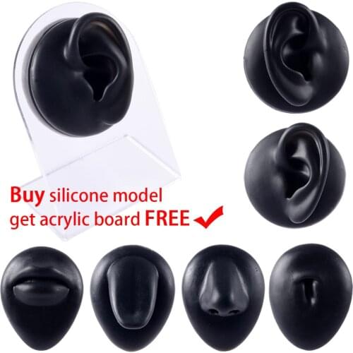 6PCS Soft Silicone Black Ear Mouth Eye Tongue Navel Model Display Puncture display simulation for jewelry display teaching tool