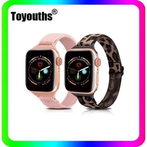 Toyouths Slim Elastic Solo Loop Strap for Apple Watch Band Adjustable Scrunchies Nylon Bracelet for iWatch Series 6 5 4 3 2 1 SE