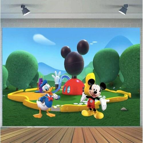 Cartoon Mouse Park Photography Background Live Backdrop Kids Birthday Party Decoration Wallpaper Tapestry Photo Studio Customize