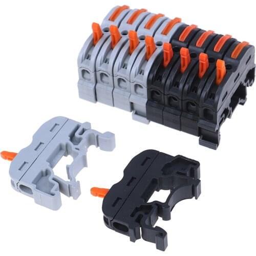 Hot！10 Pcs Din Rail Universal Compact Cable Wiring Black 1 Pin Connector Terminal Block Guide Rail Type Connector Single Hole