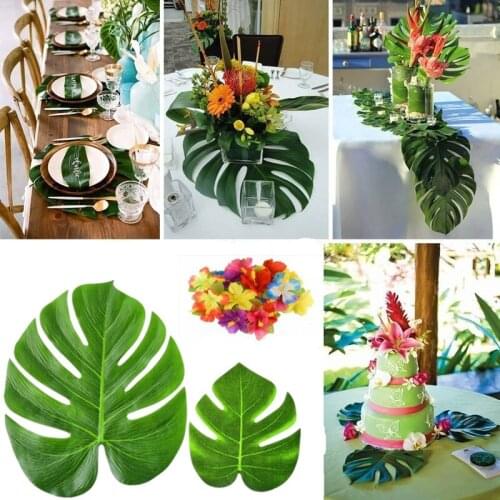 12pcs Artificial Turtle Leaves Silk Flower Plants Wedding Kids Birthday Party Backdrop Decor Home Decor Supplies Fake Plants