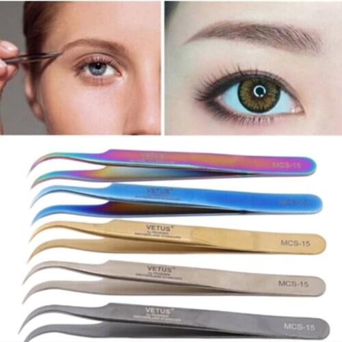 Curved Straight Tweezers Eyelash Extension Tweezers Makeup Stainless Steel Pincet False Eyelash Tweezers Makeup Tools