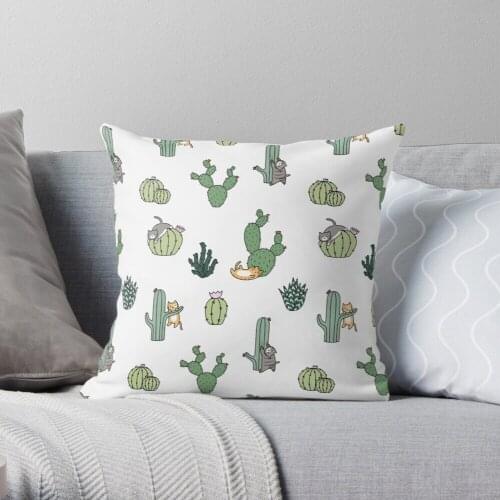 Cacti Cats Throw Pillow Cushion Cover Polyester throw pillows case on sofa home living room car seat decor 45x45cm
