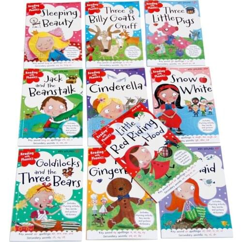 10 Pcs/Set Reading with Phonics Fairy Tale English Picture Book Little Red Riding Hood Early Education Books
