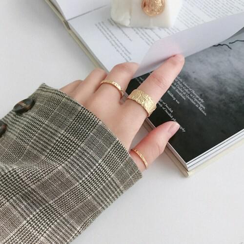 LouLeur 925 sterling silver concave convex Foil paper Irregular female rings temperament wide face elegant texture fine jewelry