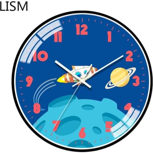 Colorful Children Wall Clock Large Modern Metal Gold Kitchen Watch Silent Star Wall Watch Home Decor Cartoon Cute Clock Bedroom
