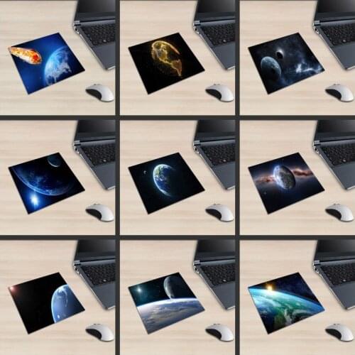XGZ Laptop Square Mouse Mat Meteorite Hit Earth Pattern PC Mat Cosmic Stars Brilliant Light Moon Rubber Non-slip Universal