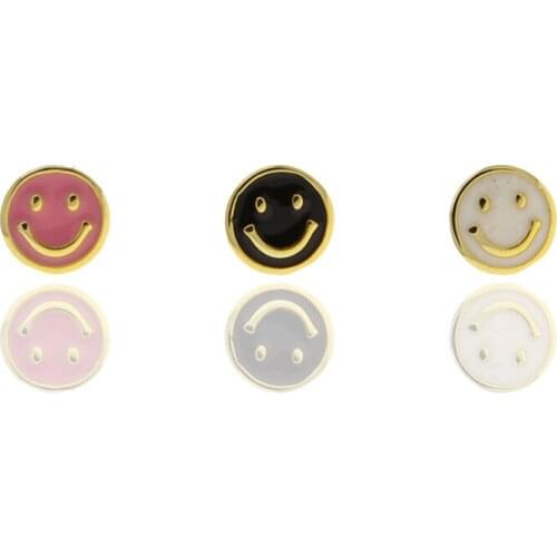 Cute Lovely Small Stud Earring Geometric Colorful Enamel Smile Smiley Jewelry