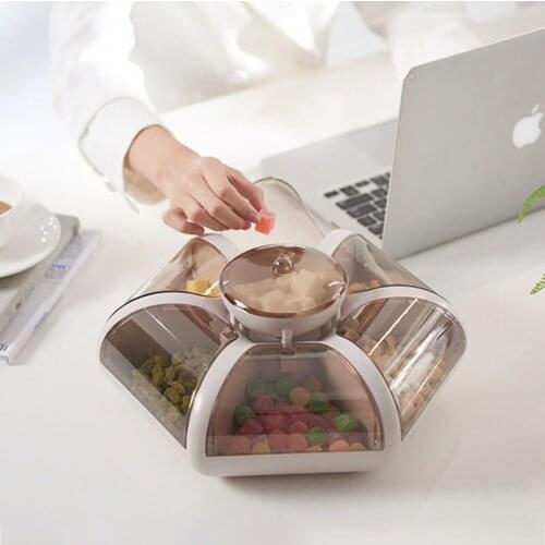 Fashion Split Lotus Fruit Box Food Tray Candy Snack Storage Boxes Organizer Transparent Push Type Living Room Decoration