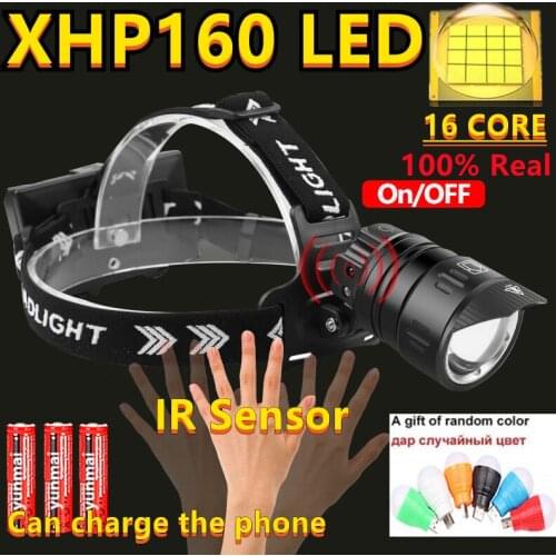 900000LM Powerful Led Headlamp XHP160 Rechargeable Head Flashlight XHP90 Usb Fishing Headlight 18650 IR Sensor Head Lamp Lights