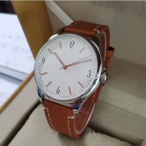 GEERVO No logo 40mm Automatic mens Watch Beige white dial Seagull ST2130 movement Vibration frequency per hour 28800
