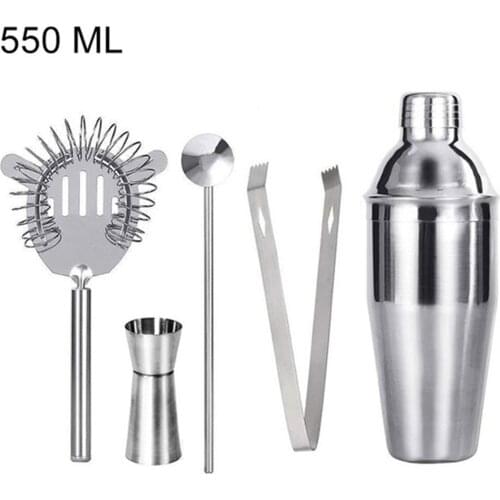 Stainless Steel 550ML Cocktail Shaker Set, Making Pots Alcohol Cocktail Bartender Bar Tool